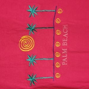 Vintage Pink Embroidered Single Stitch Palm Beach Florida Tshirt XL 90s